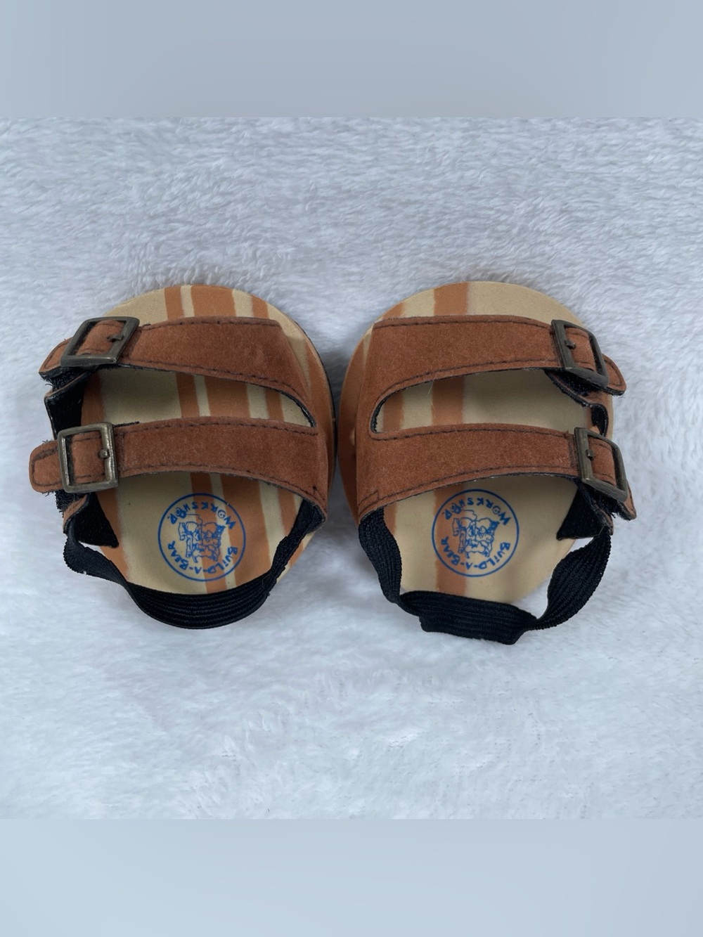Build-A-Bear Brown Sandals w/ Straps Buckles Wood-Grain Sole Teddy Summer Shoes